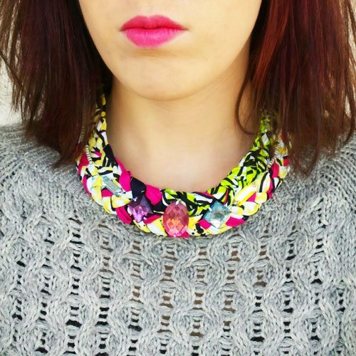 collier tressé tissus wax