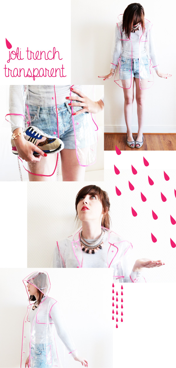 look trench transparent rose 