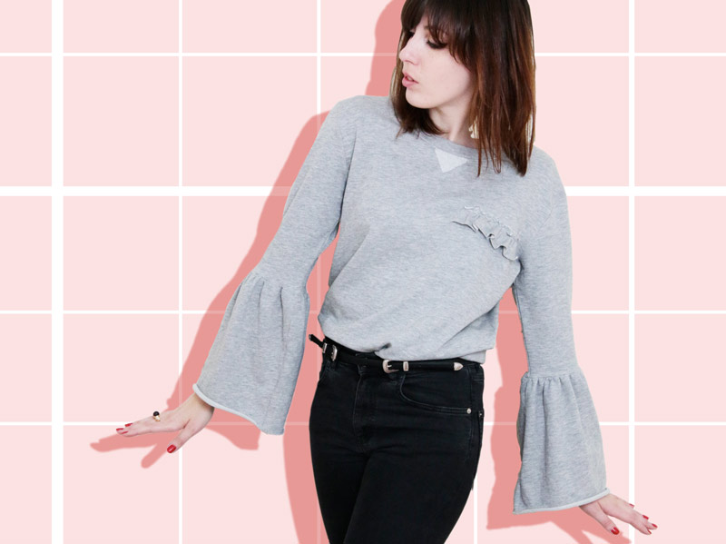diy mode : Un sweat à manches&nbsp;volantés