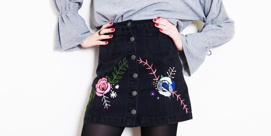 DIY mode : une jupe brodée de&nbsp;fleurs